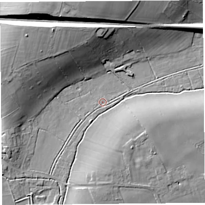Shaded relief map of the ground around TA109ER, computed from Environment Agency LiDAR. The ground here sits at about 10 m above sea level and falls 24 m across the surrounding 800 m. Surface water reaching this point runs off ground lying to the east-south-east, 0.9 m higher.