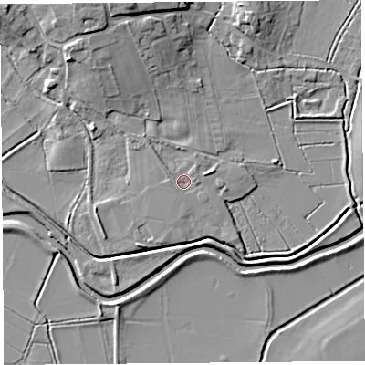 Shaded relief map of the ground around TA109HE, computed from Environment Agency LiDAR. The ground here sits at about 9 m above sea level and falls 13 m across the surrounding 800 m. Surface water reaching this point runs off ground lying to the north-north-west, 8.7 m higher.