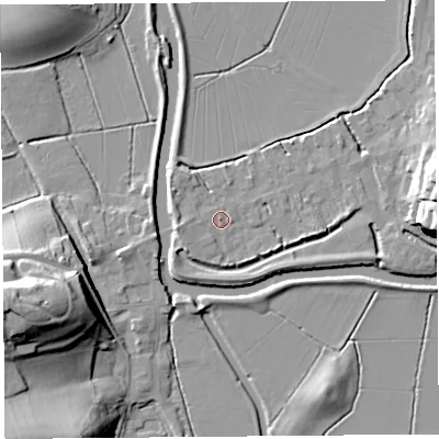 Shaded relief map of the ground around TA109PJ, computed from Environment Agency LiDAR. The ground here sits at about 8 m above sea level and falls 27 m across the surrounding 800 m. Surface water reaching this point runs off ground lying to the west-south-west, 1.9 m higher.
