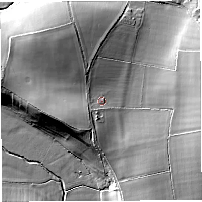 Shaded relief map of the ground around TA117BH, computed from Environment Agency LiDAR. The ground here sits at about 26 m above sea level and falls 24 m across the surrounding 800 m. Surface water reaching this point runs off ground lying to the south-west, 4.3 m higher.