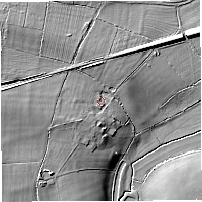Shaded relief map of the ground around TA117HE, computed from Environment Agency LiDAR. The ground here sits at about 31 m above sea level and falls 16 m across the surrounding 800 m. Surface water reaching this point runs off ground lying to the west-south-west, 5.5 m higher.