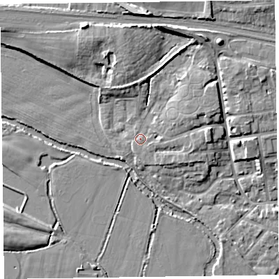 Shaded relief map of the ground around TA11AG, computed from Environment Agency LiDAR. The ground here sits at about 18 m above sea level and falls 12 m across the surrounding 800 m. Surface water reaching this point runs off ground lying to the north, 9.4 m higher.