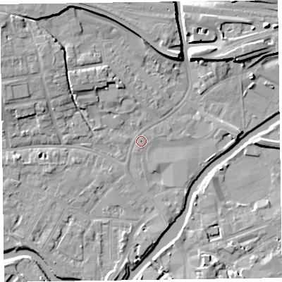 Shaded relief map of the ground around TA11NL, computed from Environment Agency LiDAR. The ground here sits at about 15 m above sea level and falls 9 m across the surrounding 800 m. Surface water reaching this point runs off ground lying to the north-north-east, 7.9 m higher.