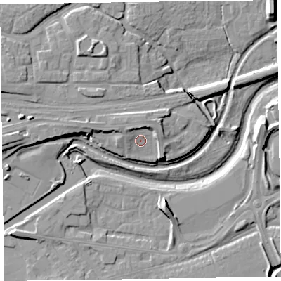 Shaded relief map of the ground around TA11NY, computed from Environment Agency LiDAR. The ground here sits at about 18 m above sea level and falls 12 m across the surrounding 800 m. Surface water reaching this point runs off ground lying to the north-west, 3.9 m higher.