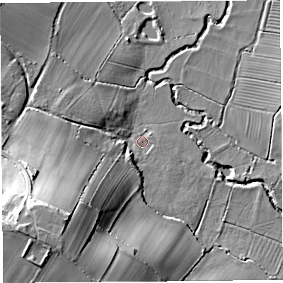 Shaded relief map of the ground around TA135HR, computed from Environment Agency LiDAR. The ground here sits at about 18 m above sea level and falls 35 m across the surrounding 800 m. Surface water reaching this point runs off ground lying to the south-west, 31.0 m higher.