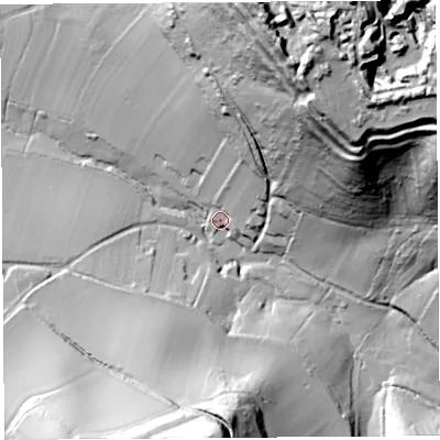 Shaded relief map of the ground around TA146TE, computed from Environment Agency LiDAR. The ground here sits at about 41 m above sea level and falls 98 m across the surrounding 800 m. Surface water reaching this point runs off ground lying to the north-north-east, 27.3 m higher.