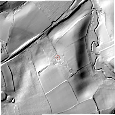Shaded relief map of the ground around TA187NU, computed from Environment Agency LiDAR. The ground here sits at about 54 m above sea level and falls 54 m across the surrounding 800 m. Surface water reaching this point runs off ground lying to the south, 21.4 m higher.