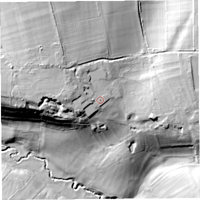 Shaded relief map of the ground around TA187SL, computed from Environment Agency LiDAR. The ground here sits at about 71 m above sea level and falls 38 m across the surrounding 800 m. Surface water reaching this point runs off ground lying to the west-north-west, 4.9 m higher.