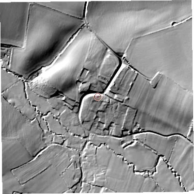 Shaded relief map of the ground around TA190NX, computed from Environment Agency LiDAR. The ground here sits at about 71 m above sea level and falls 41 m across the surrounding 800 m. Surface water reaching this point runs off ground lying to the east, 27.8 m higher.