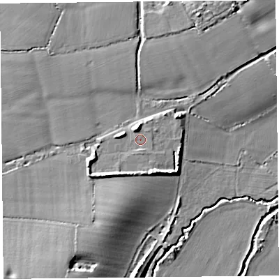 Shaded relief map of the ground around TA199EA, computed from Environment Agency LiDAR. The ground here sits at about 24 m above sea level and falls 11 m across the surrounding 800 m. Surface water reaching this point runs off ground lying to the south, 1.0 m higher.