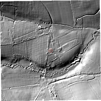 Shaded relief map of the ground around TA199NN, computed from Environment Agency LiDAR. The ground here sits at about 37 m above sea level and falls 18 m across the surrounding 800 m. Surface water reaching this point runs off ground lying to the south-west, 0.9 m higher.
