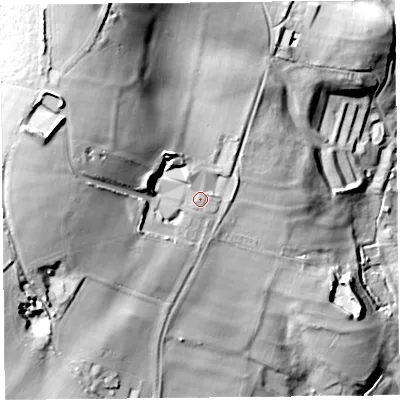Shaded relief map of the ground around TA204BZ, computed from Environment Agency LiDAR. The ground here sits at about 145 m above sea level and falls 87 m across the surrounding 800 m. Surface water reaching this point runs off ground lying to the north-west, 38.3 m higher.