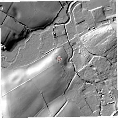 Shaded relief map of the ground around TA210AH, computed from Environment Agency LiDAR. The ground here sits at about 55 m above sea level and falls 34 m across the surrounding 800 m. Surface water reaching this point runs off ground lying to the south-south-west, 7.1 m higher.