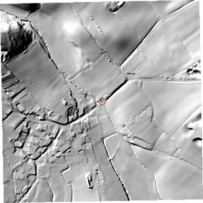 Shaded relief map of the ground around TA210PP, computed from Environment Agency LiDAR. The ground here sits at about 118 m above sea level and falls 52 m across the surrounding 800 m. Surface water reaching this point runs off ground lying to the west-north-west, 45.6 m higher.
