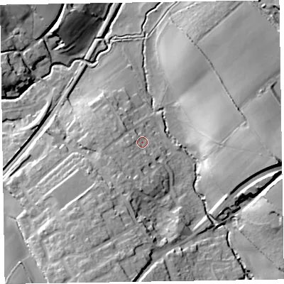 Shaded relief map of the ground around TA219DP, computed from Environment Agency LiDAR. The ground here sits at about 65 m above sea level and falls 25 m across the surrounding 800 m. Surface water reaching this point runs off ground lying to the south-south-west, 8.0 m higher.