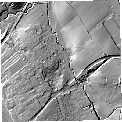 Shaded relief map of the ground around TA219DT, computed from Environment Agency LiDAR. The ground here sits at about 63 m above sea level and falls 28 m across the surrounding 800 m. Surface water reaching this point runs off ground lying to the west-south-west, 7.2 m higher.