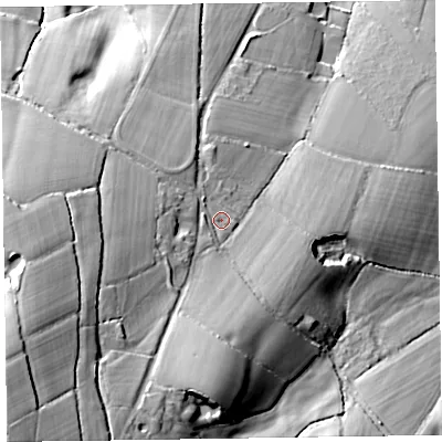 Shaded relief map of the ground around TA219LG, computed from Environment Agency LiDAR. The ground here sits at about 94 m above sea level and falls 61 m across the surrounding 800 m. Surface water reaching this point runs off ground lying to the south, 18.6 m higher.