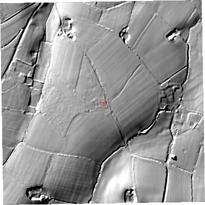 Shaded relief map of the ground around TA219LN, computed from Environment Agency LiDAR. The ground here sits at about 78 m above sea level and falls 42 m across the surrounding 800 m. Surface water reaching this point runs off ground lying to the south-west, 14.7 m higher.