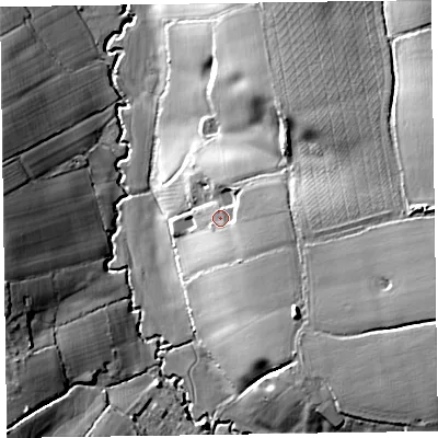 Shaded relief map of the ground around TA219LX, computed from Environment Agency LiDAR. The ground here sits at about 56 m above sea level and falls 29 m across the surrounding 800 m. Surface water reaching this point runs off ground lying to the east-south-east, 6.6 m higher.