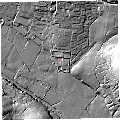 Shaded relief map of the ground around TA229BP, computed from Environment Agency LiDAR. The ground here sits at about 134 m above sea level and falls 62 m across the surrounding 800 m. Surface water reaching this point runs off ground lying to the north-east, 7.2 m higher.