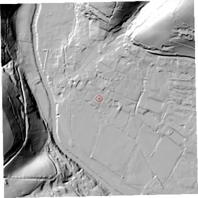 Shaded relief map of the ground around TA229HQ, computed from Environment Agency LiDAR. The ground here sits at about 136 m above sea level and falls 93 m across the surrounding 800 m. Surface water reaching this point runs off ground lying to the north-east, 18.0 m higher.