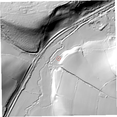 Shaded relief map of the ground around TA230JD, computed from Environment Agency LiDAR. The ground here sits at about 21 m above sea level and falls 58 m across the surrounding 800 m. Surface water reaching this point runs off ground lying to the east-south-east, 10.9 m higher.