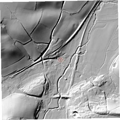 Shaded relief map of the ground around TA230PA, computed from Environment Agency LiDAR. The ground here sits at about 35 m above sea level and falls 59 m across the surrounding 800 m. Surface water reaching this point runs off ground lying to the north-west, 54.2 m higher.