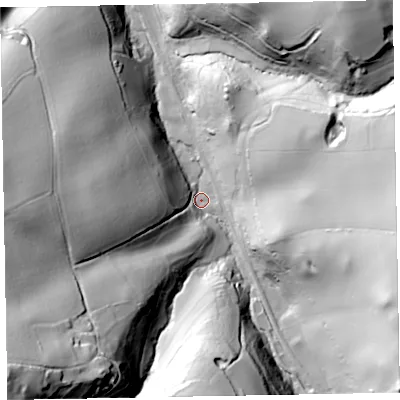 Shaded relief map of the ground around TA230RL, computed from Environment Agency LiDAR. The ground here sits at about 88 m above sea level and falls 83 m across the surrounding 800 m. Surface water reaching this point runs off ground lying to the south-west, 78.2 m higher.