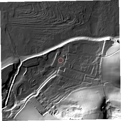 Shaded relief map of the ground around TA230TJ, computed from Environment Agency LiDAR. The ground here sits at about 9 m above sea level and falls 62 m across the surrounding 800 m. Surface water reaching this point runs off ground lying to the south-east, 50.1 m higher.