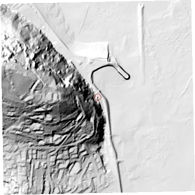 Shaded relief map of the ground around TA245UL, computed from Environment Agency LiDAR. The ground here sits at about 8 m above sea level and falls 161 m across the surrounding 800 m. Surface water reaching this point runs off ground lying to the west-north-west, 122.0 m higher.