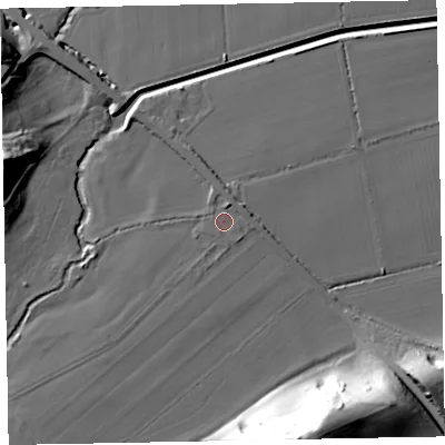 Shaded relief map of the ground around TA246NY, computed from Environment Agency LiDAR. The ground here sits at about 18 m above sea level and falls 42 m across the surrounding 800 m. Surface water reaching this point runs off ground lying to the south-west, 5.2 m higher.