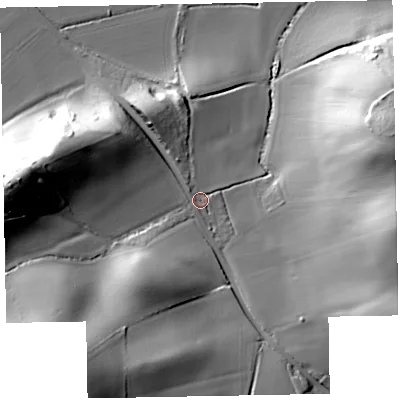 Shaded relief map of the ground around TA246NZ, computed from Environment Agency LiDAR. The ground here sits at about 24 m above sea level and falls 50 m across the surrounding 800 m. Surface water reaching this point runs off ground lying to the south-south-west, 37.1 m higher.