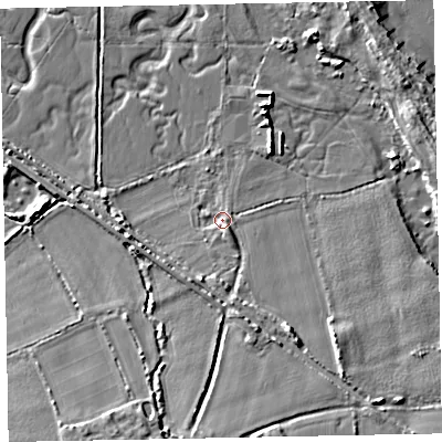 Shaded relief map of the ground around TA246PJ, computed from Environment Agency LiDAR. The ground here sits at about 7 m above sea level and falls 9 m across the surrounding 800 m. Surface water reaching this point runs off ground lying to the south-south-east, 5.0 m higher.