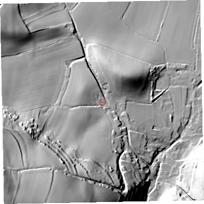 Shaded relief map of the ground around TA246PU, computed from Environment Agency LiDAR. The ground here sits at about 66 m above sea level and falls 134 m across the surrounding 800 m. Surface water reaching this point runs off ground lying to the south-west, 112.3 m higher.