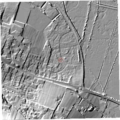 Shaded relief map of the ground around TA246UF, computed from Environment Agency LiDAR. The ground here sits at about 7 m above sea level and falls 41 m across the surrounding 800 m. Surface water reaching this point runs off ground lying to the south-south-west, 5.7 m higher.