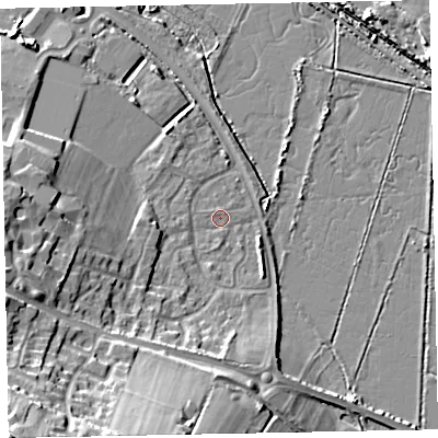 Shaded relief map of the ground around TA246UU, computed from Environment Agency LiDAR. The ground here sits at about 6 m above sea level and falls 26 m across the surrounding 800 m. Surface water reaching this point runs off ground lying to the south-west, 22.0 m higher.