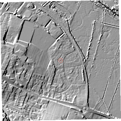 Shaded relief map of the ground around TA246UX, computed from Environment Agency LiDAR. The ground here sits at about 7 m above sea level and falls 31 m across the surrounding 800 m. Surface water reaching this point runs off ground lying to the north-north-west, 0.9 m higher.