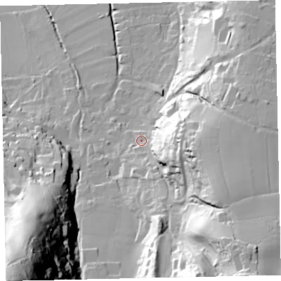 Shaded relief map of the ground around TA248LG, computed from Environment Agency LiDAR. The ground here sits at about 37 m above sea level and falls 123 m across the surrounding 800 m. Surface water reaching this point runs off ground lying to the south-east, 55.2 m higher.