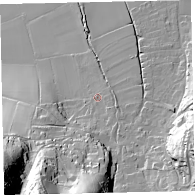 Shaded relief map of the ground around TA248ND, computed from Environment Agency LiDAR. The ground here sits at about 30 m above sea level and falls 99 m across the surrounding 800 m. Surface water reaching this point runs off ground lying to the south, 58.2 m higher.