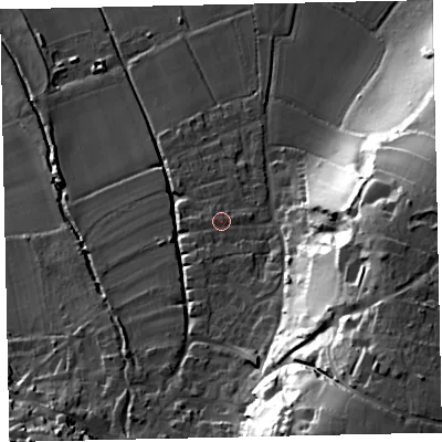 Shaded relief map of the ground around TA248NF, computed from Environment Agency LiDAR. The ground here sits at about 24 m above sea level and falls 56 m across the surrounding 800 m. Surface water reaching this point runs off ground lying to the south-south-west, 5.5 m higher.
