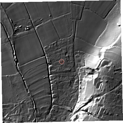 Shaded relief map of the ground around TA248NG, computed from Environment Agency LiDAR. The ground here sits at about 22 m above sea level and falls 55 m across the surrounding 800 m. Surface water reaching this point runs off ground lying to the south-south-west, 3.1 m higher.
