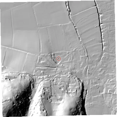 Shaded relief map of the ground around TA248NS, computed from Environment Agency LiDAR. The ground here sits at about 29 m above sea level and falls 149 m across the surrounding 800 m. Surface water reaching this point runs off ground lying to the south-west, 132.4 m higher.