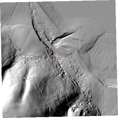 Shaded relief map of the ground around TA248PB, computed from Environment Agency LiDAR. The ground here sits at about 10 m above sea level and falls 214 m across the surrounding 800 m. Surface water reaching this point runs off ground lying to the south-west, 169.5 m higher.
