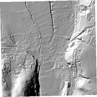 Shaded relief map of the ground around TA248PS, computed from Environment Agency LiDAR. The ground here sits at about 34 m above sea level and falls 118 m across the surrounding 800 m. Surface water reaching this point runs off ground lying to the south-east, 11.5 m higher.