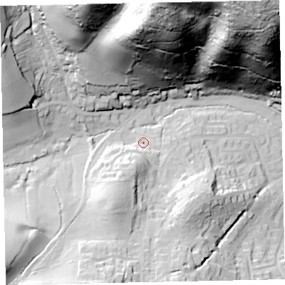 Shaded relief map of the ground around TA248RZ, computed from Environment Agency LiDAR. The ground here sits at about 41 m above sea level and falls 118 m across the surrounding 800 m. Surface water reaching this point runs off ground lying to the south-south-west, 14.5 m higher.