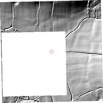 Shaded relief map of the ground around TA248SY, computed from Environment Agency LiDAR. and falls 25 m across the surrounding 800 m.