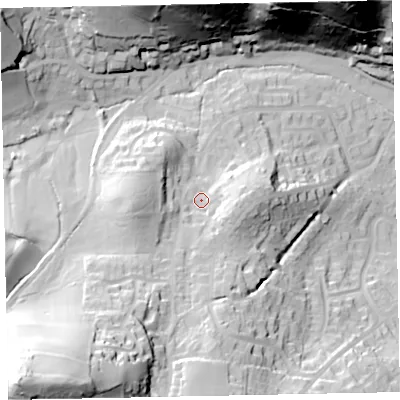 Shaded relief map of the ground around TA248TZ, computed from Environment Agency LiDAR. The ground here sits at about 48 m above sea level and falls 70 m across the surrounding 800 m. Surface water reaching this point runs off ground lying to the south-west, 48.0 m higher.