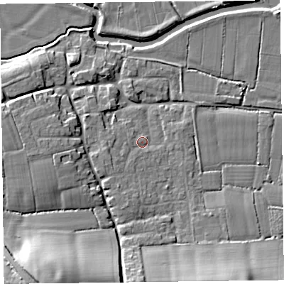 Shaded relief map of the ground around TA35JQ, computed from Environment Agency LiDAR. The ground here sits at about 11 m above sea level and falls 19 m across the surrounding 800 m. Surface water reaching this point runs off ground lying to the south-south-west, 17.1 m higher.