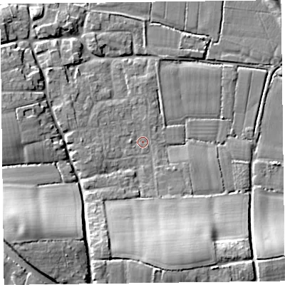 Shaded relief map of the ground around TA35JZ, computed from Environment Agency LiDAR. The ground here sits at about 11 m above sea level and falls 19 m across the surrounding 800 m. Surface water reaching this point runs off ground lying to the south-west, 16.3 m higher.