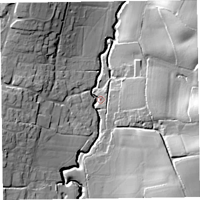 Shaded relief map of the ground around TA37LD, computed from Environment Agency LiDAR. The ground here sits at about 37 m above sea level and falls 33 m across the surrounding 800 m. Surface water reaching this point runs off ground lying to the south-east, 29.8 m higher.
